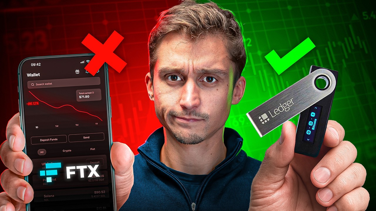 YouTube post by @Finary for Ledger. Caption reads: Sécuriser ses cryptomonnaies avec une clé Ledger :....