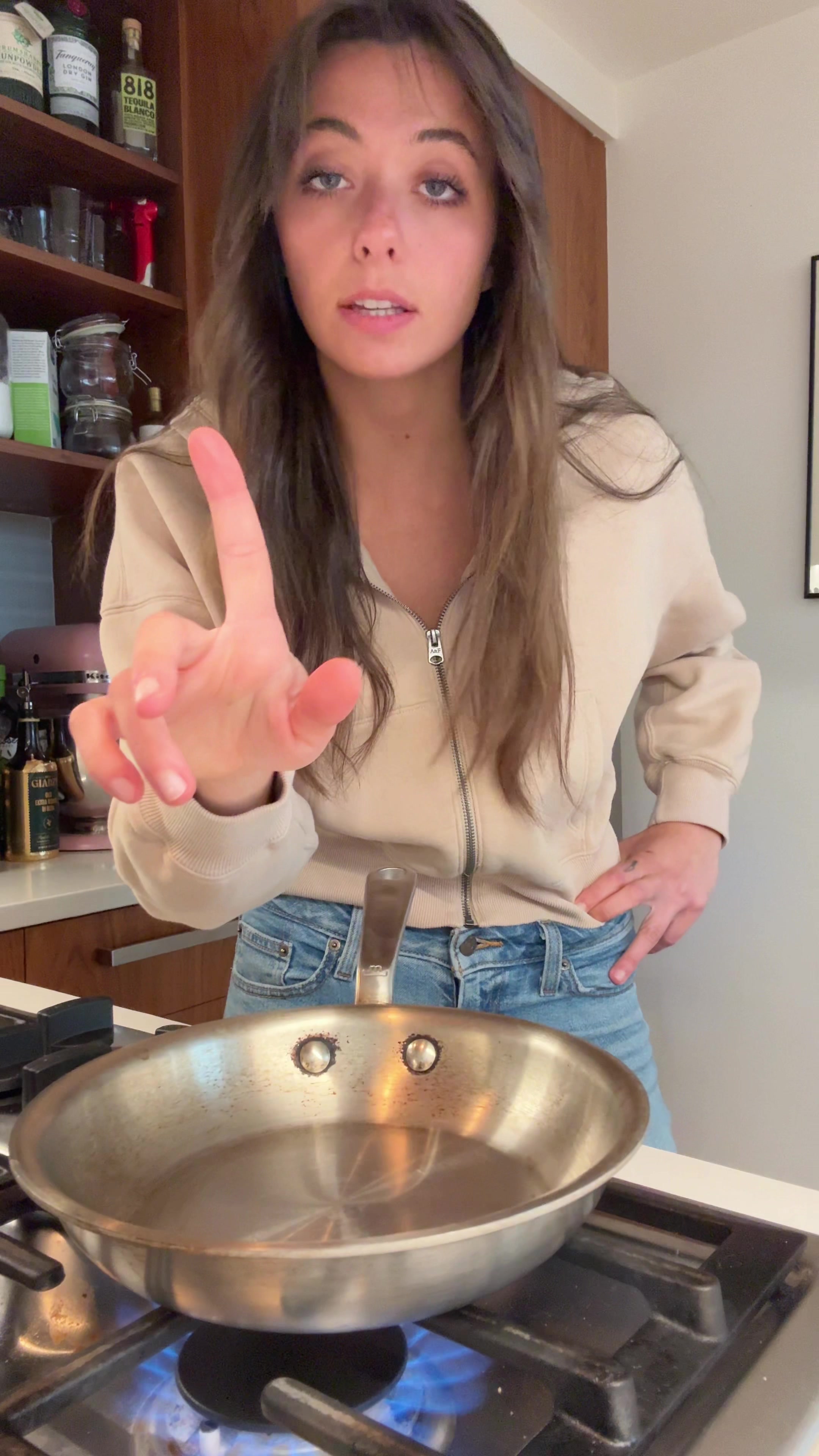 TikTok post by @livforpasta for Made In Cookware. Caption reads: Sear ur steaks better ft @Made In Cookware pans....