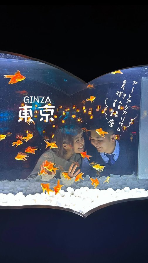 Instagram post by @tochigi_goldenfam for ARTAQUARIUM. Caption reads: ◼︎ART AQUARIUM MUSEUM-GINZA- 【ACCESS】....