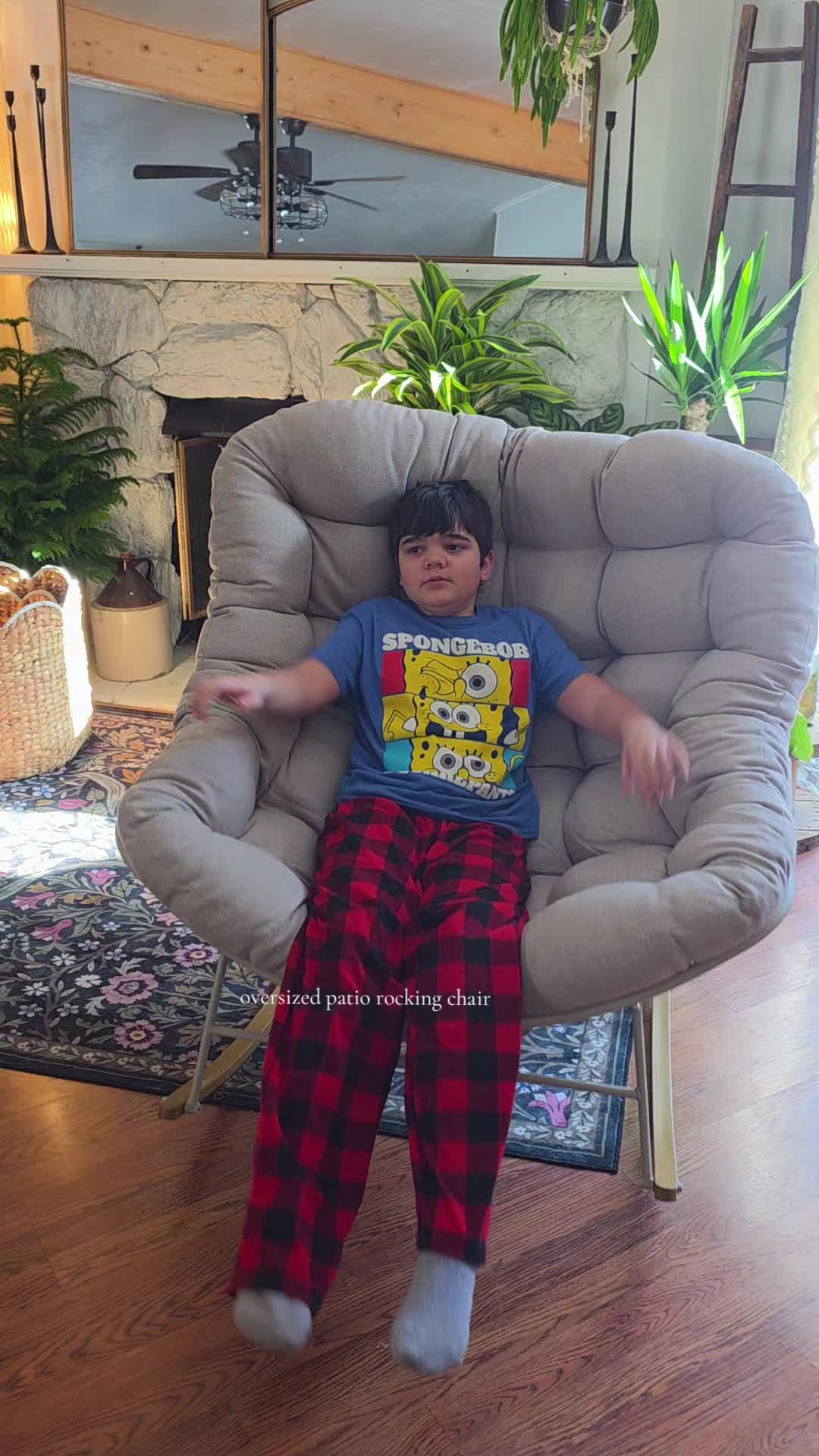 TikTok post by an influencer for Grand Patio. Caption reads: @GRAND PATIO #rockingchair #porchchair [...].
