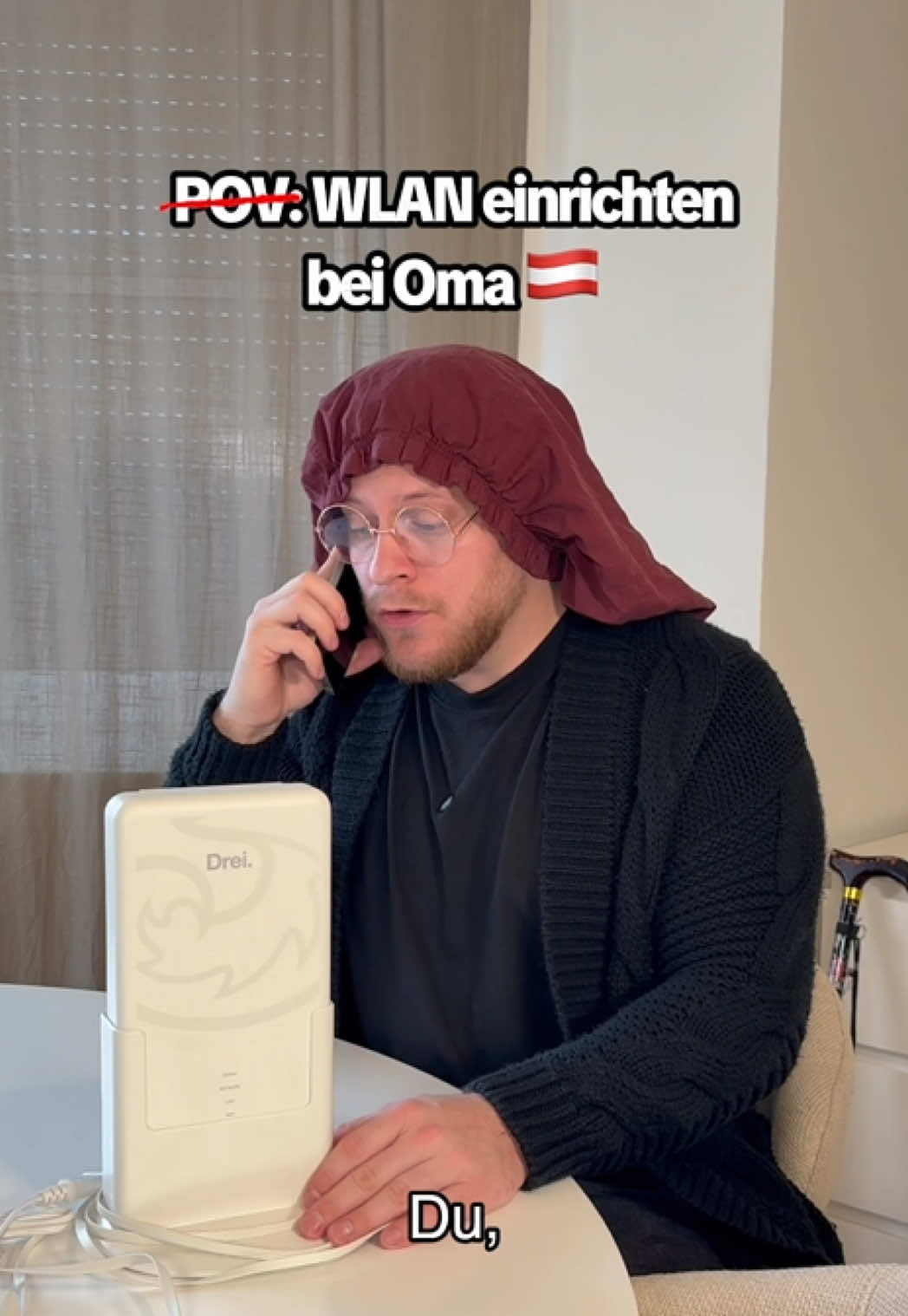 TikTok post by @buttiofficial for Drei Österreich. Caption reads: [...] IT- Technikerin“ 🗣️👵🏻 @Drei Österreich....