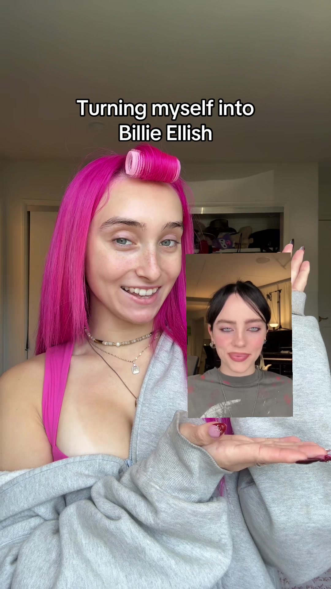 TikTok post by @mckenzibrooke for Hit Me Hard And Soft 3D Movie. Caption reads: Turned Myself into Billie Ellish💙 Only in....