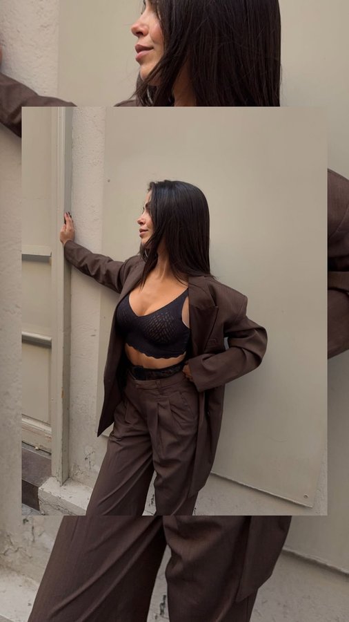 Instagram post by @lili_mangrinyan for sloggi. Caption reads: 🪩🤎 comfy & cool
@sloggi #ZEROFeelBliss  #ad.