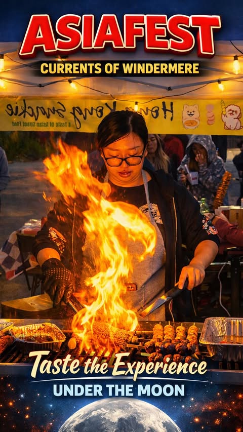 Instagram post by @yeggers_ for Narcity. Caption reads: FOLLOW for all the food!! AsiaFest in Currents of....
