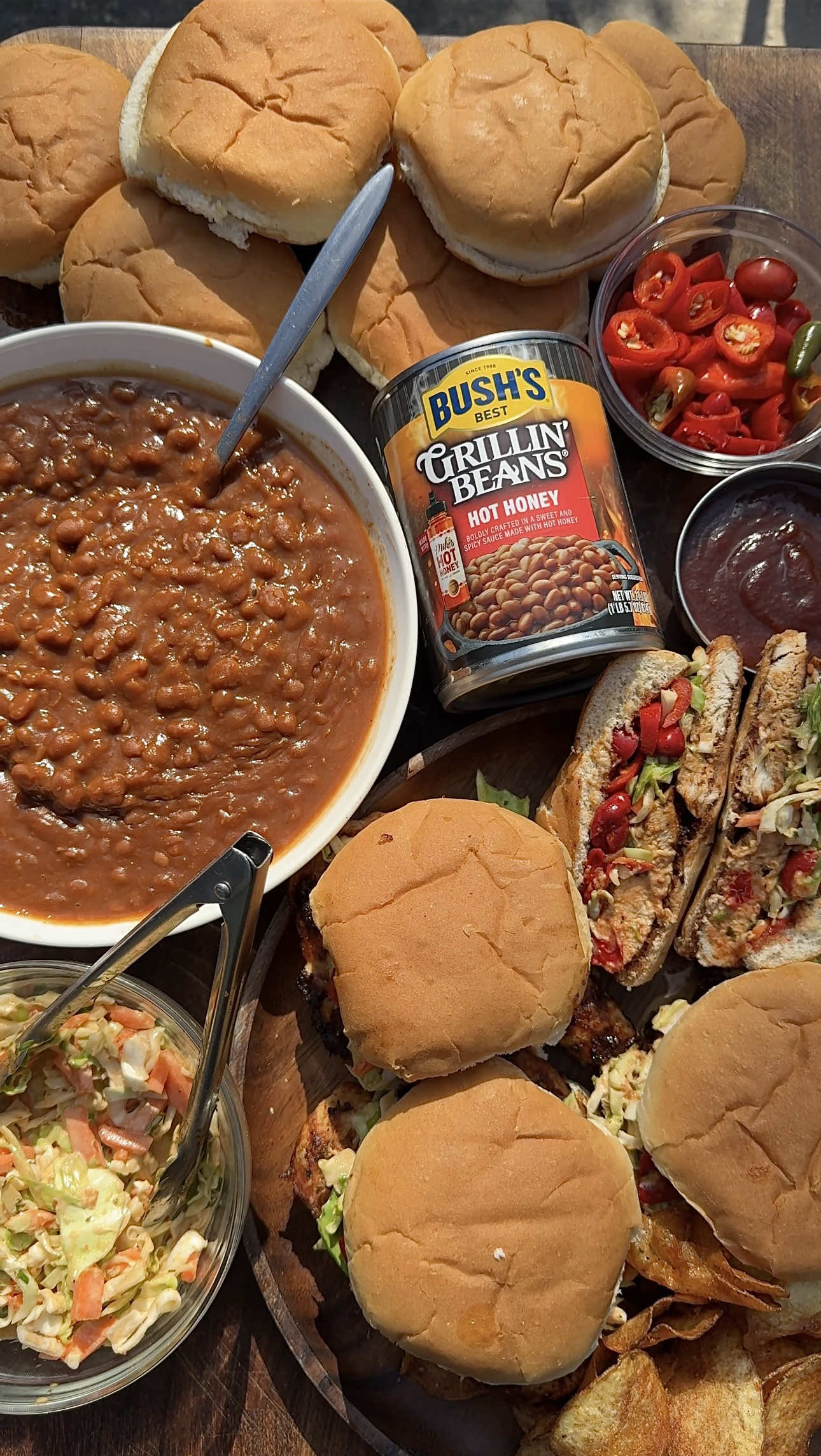 TikTok post by @chefmikekubiesa for Mike's Hot Honey. Caption reads: #BushsBeansPartner There’s nothing I love more....