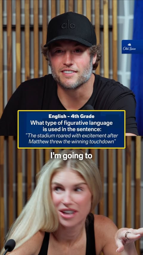 Instagram post by @kbstafford89 for Old Spice. Caption reads: Of course Matthew knew the answer to this. 😂.