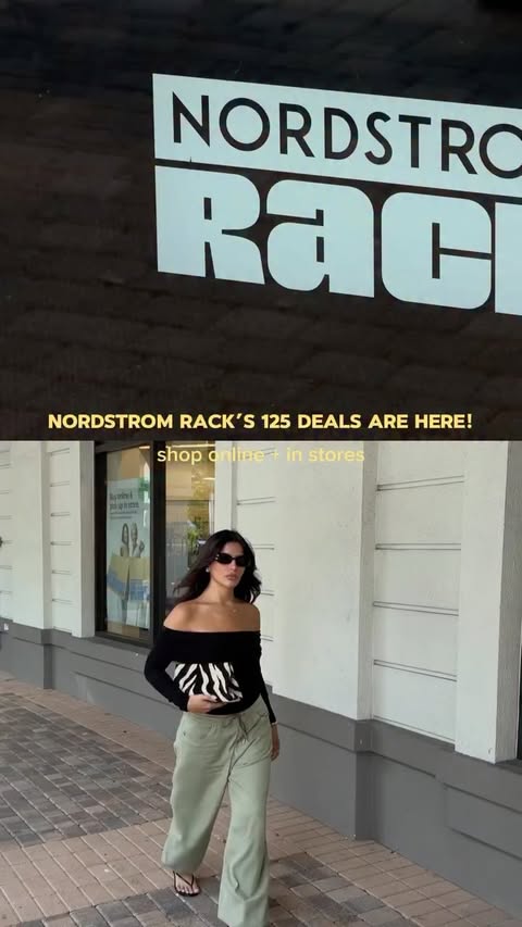Instagram post by @kiaralindeborg for Nordstrom Rack. Caption reads: [...] to check the Rack! 🤌🏽✨ Shop the....