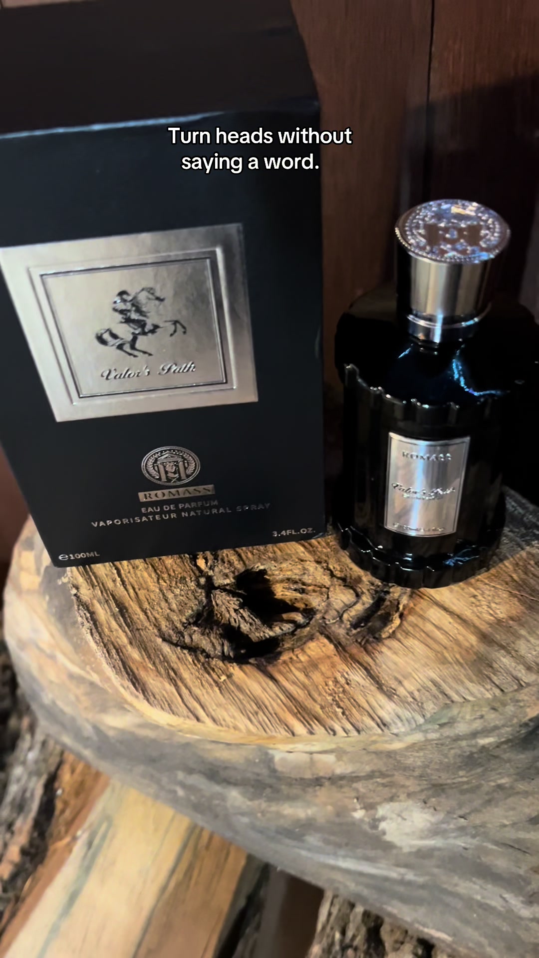 TikTok post by @danielleysweetcheeks for Romass. Caption reads: [...] #cologne #manly #smellsgood #gift @ROMASS US.