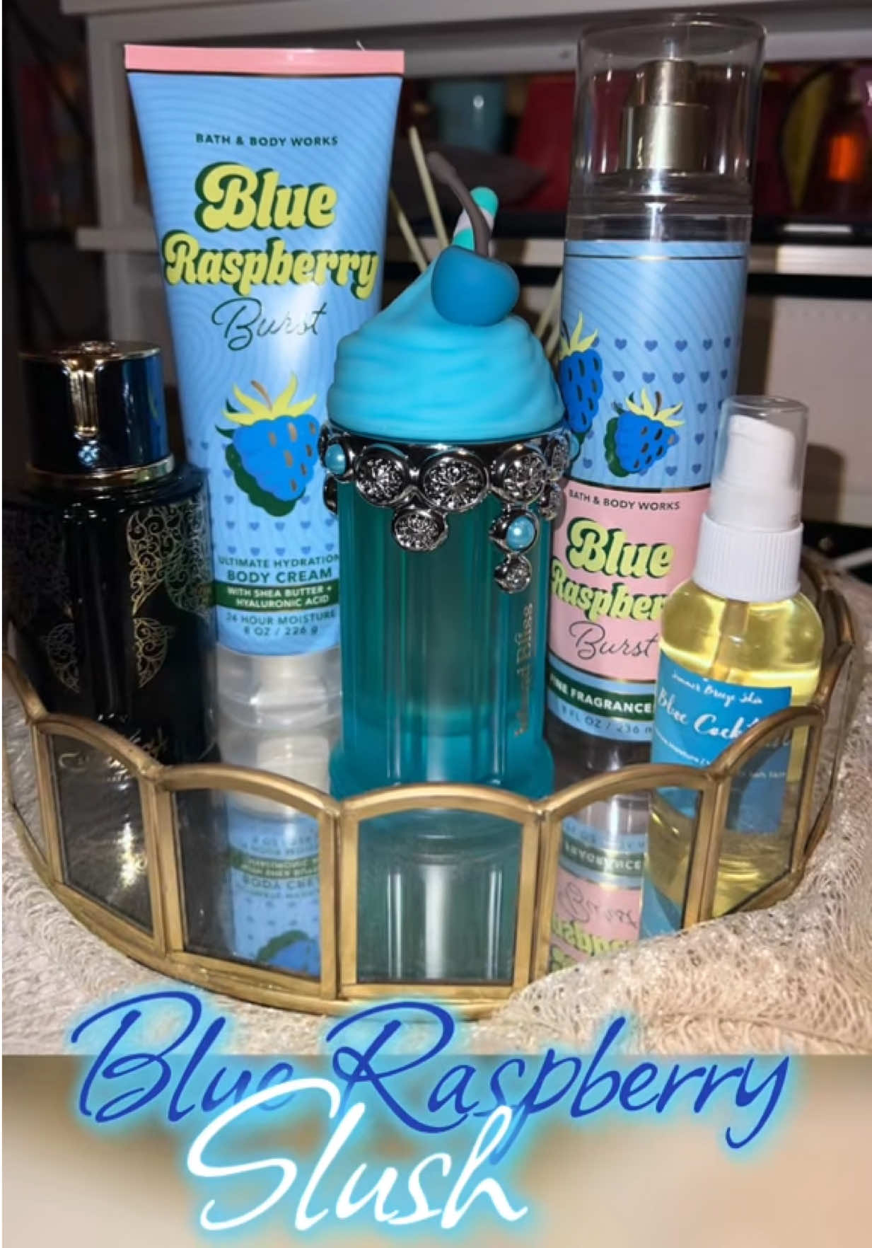 TikTok post by @all.things.lovelee for Afnan Perfumes. Caption reads: [...] & Body Works 🥶 ISLAND BLISS - @Afnan....