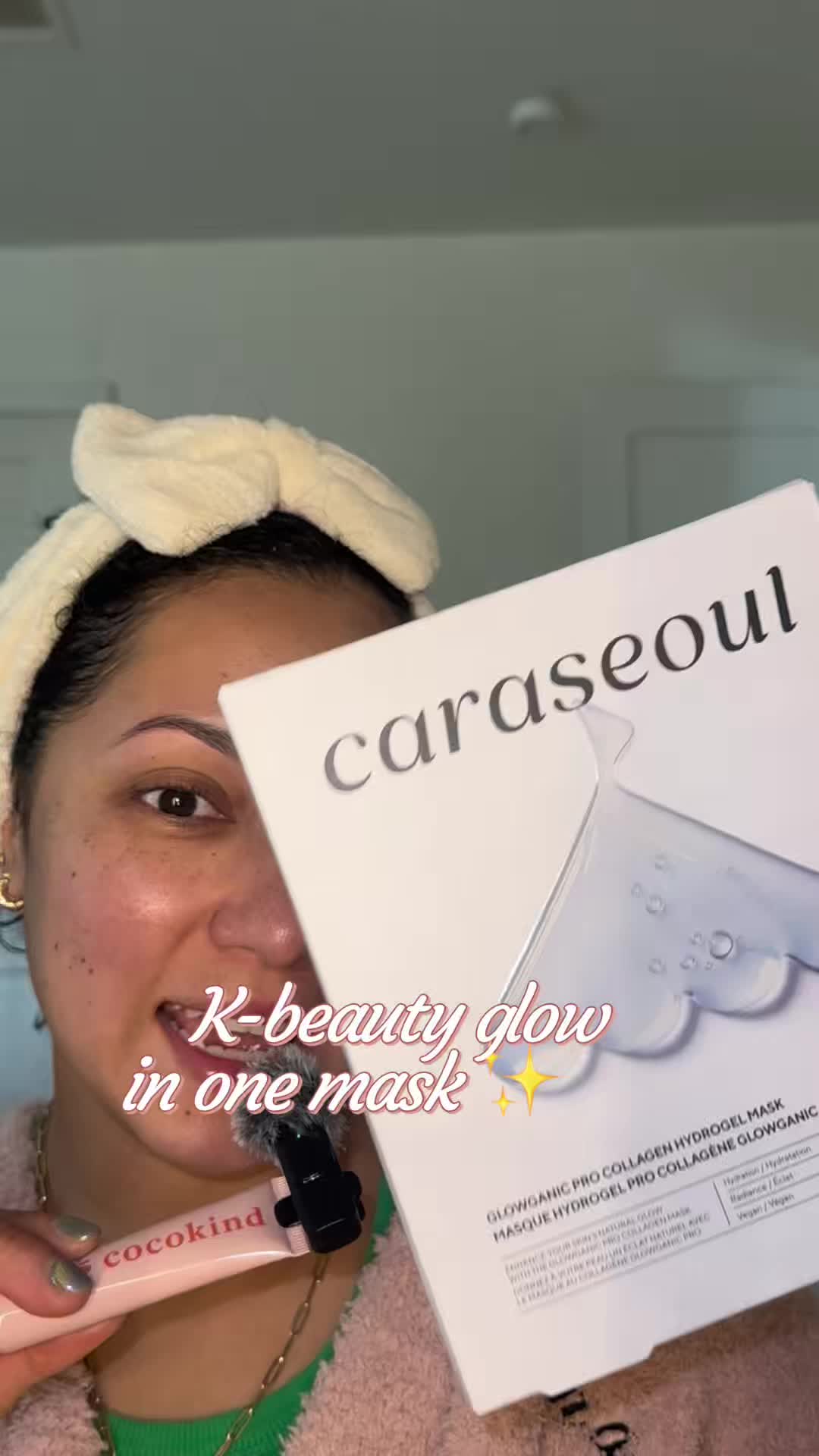 TikTok post by an influencer for CaraSeoul. Caption reads: [...] care with glowing results ✨🎀#caraseoul....