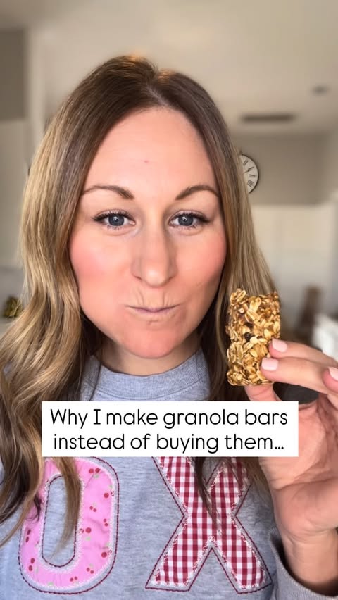 Instagram post by @happyhealingtx for One Degree Organic Foods. Caption reads: HOMEMADE GRANOLA BARS 🤍 These live in our freezer....
