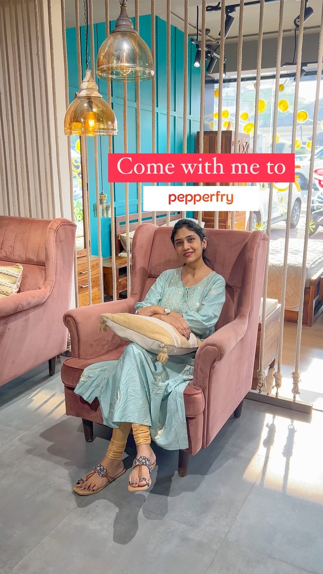 Instagram post by @creativecornerbyanuja for Pepperfry.com. Caption reads: Beautify your Home with the best Furniture and....