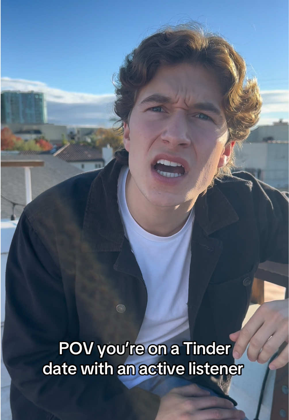 TikTok post by @bryantgavello for Tinder. Caption reads: POV you’re on a @Tinder date with an active....