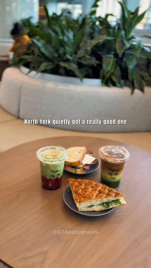 Instagram post by @ontario4u.promotions for GTAeatsNmeets, Toronto. Caption reads: North York just got a coffee spot worth slowing....