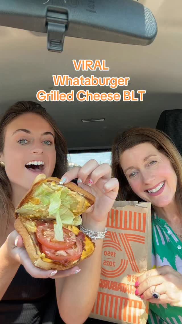 Instagram post by @sarahmargareteats for Whataburger. Caption reads: VIRAL Whataburger Grilled Cheese BLT....
