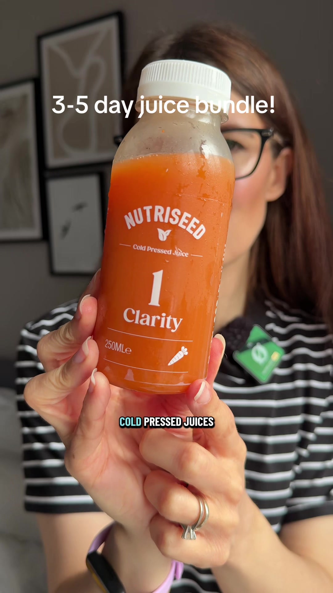 TikTok post by @violet.hollow for Nutriseed. Caption reads: Cold press juice bundle from @nutriseed a....