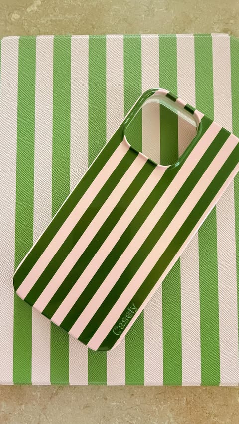 Instagram post by @alyssa.feighan for CASELY. Caption reads: Summer Stripes with @get.casely 💚 🌸 USE CODE:....