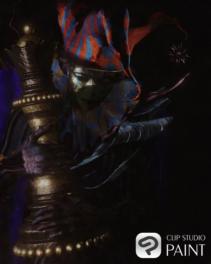 Instagram post by @akiitopiia for Clip Studio Paint. Caption reads: Here's the first part of this illustration that I....