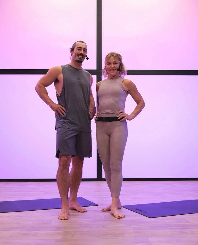 Instagram post by @fraser.beck.breathe for LES MILLS. Caption reads: [...] for you to enjoy! VINYASA POWER 🔥 @lesmills....