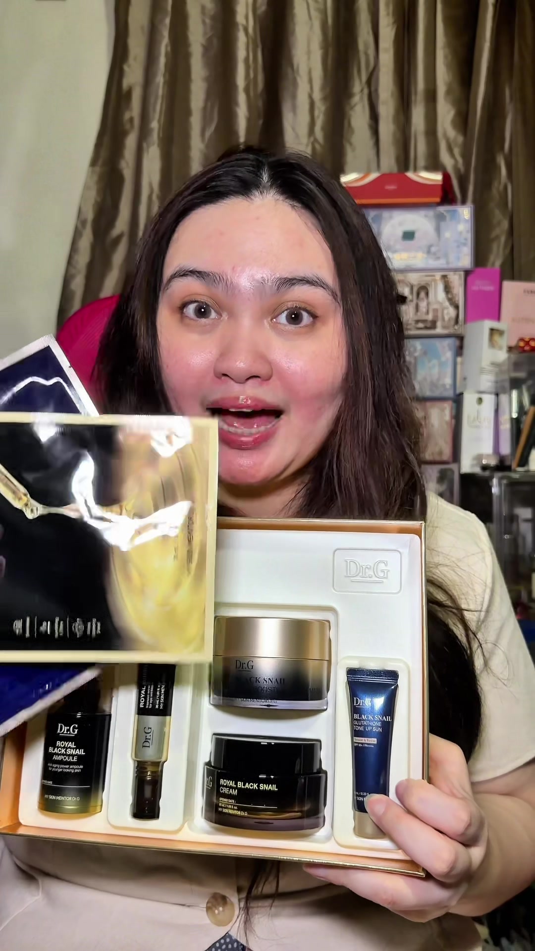 TikTok post by @nagayamafam for Dr.G. Caption reads: [...] is a complete anti-aging skincare set😍 #drg....