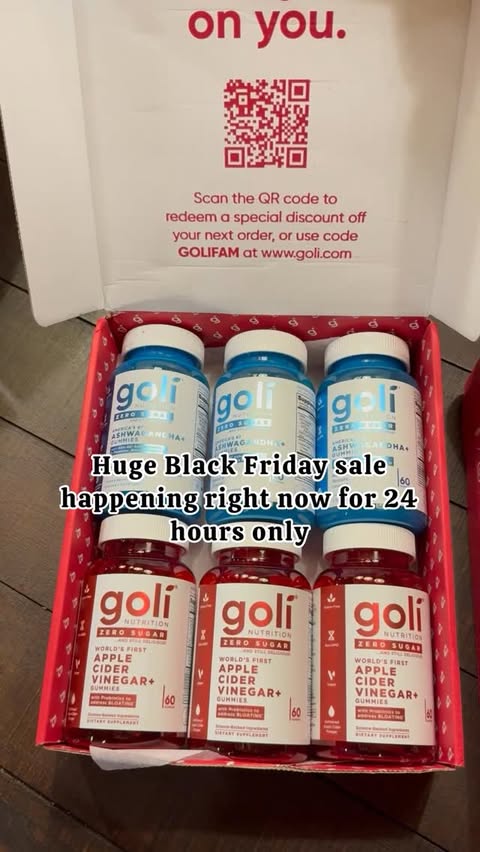 Instagram post by @cassie.c.morris for Goli. Caption reads: BLACK FRIDAY PRICE DROPS! Add code CASSIE50 to....