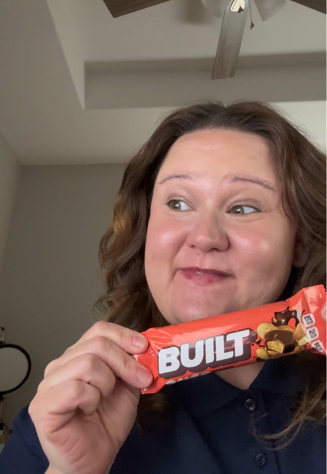TikTok post by @carefree_cass for BUILT Bar. Caption reads: @BUILT.BAR Peanut Butter Cup is my favorite....