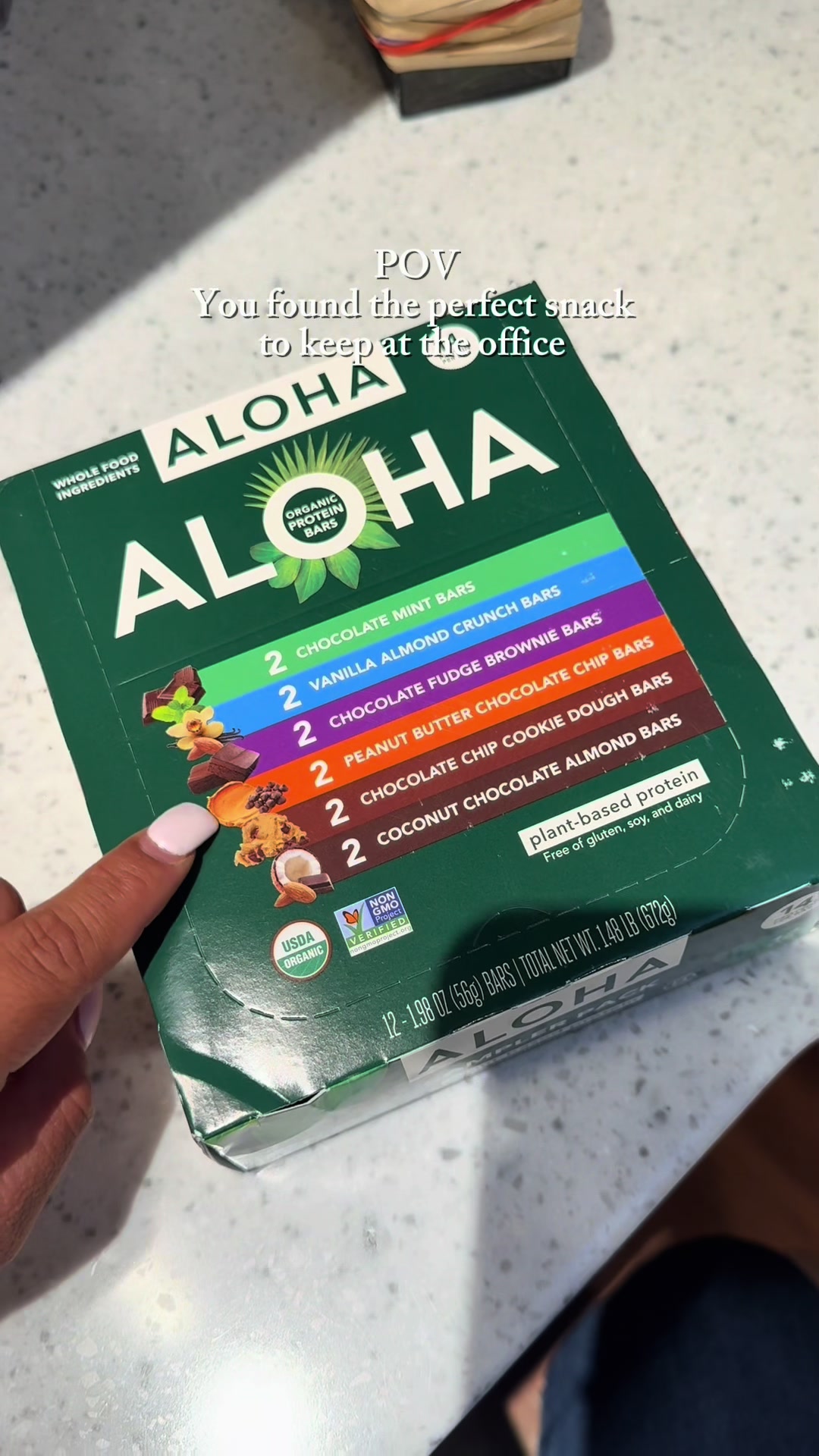 TikTok post by @lupeitzel_ for ALOHA. Caption reads: The most delicious Protein Bars from @ALOHA....