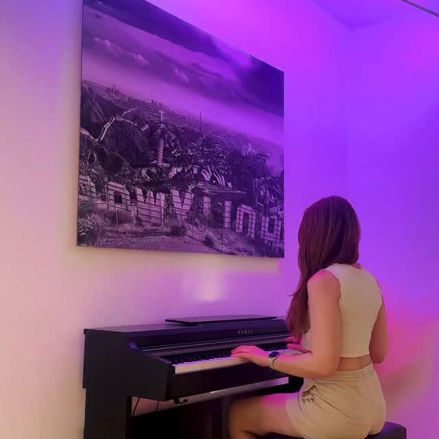 Instagram post by @katy.most for Govee. Caption reads: When your piano becomes a light show.💗
The Govee....