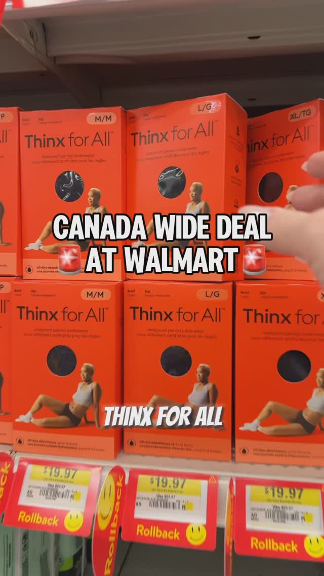 Instagram post by @couponcutiecanada for Thinx. Caption reads: Check your Walmart the @thinx for All Period....