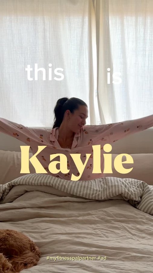 Instagram post by @kaylieestewart for MyFitnessPal. Caption reads: Just a typical morning in my life. Been loving the....