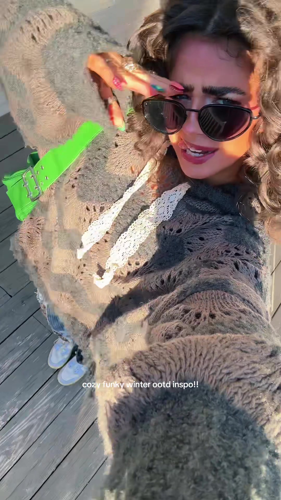 TikTok post by @maggieguice for Three Bird Nest. Caption reads: some winter boho outfit inspo!! @Three Bird Nest....