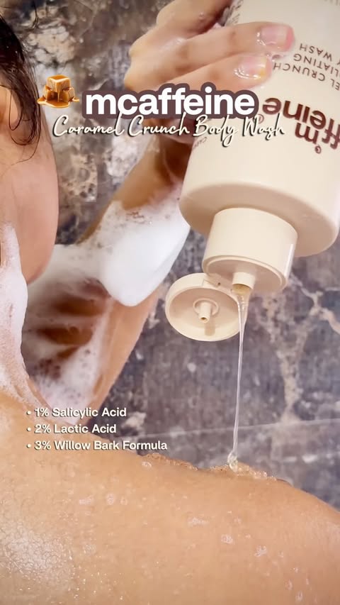 Instagram post by @_.ankitabarman._ for MCaffeine. Caption reads: Body acne, strawberry skin & those tiny bumps?....