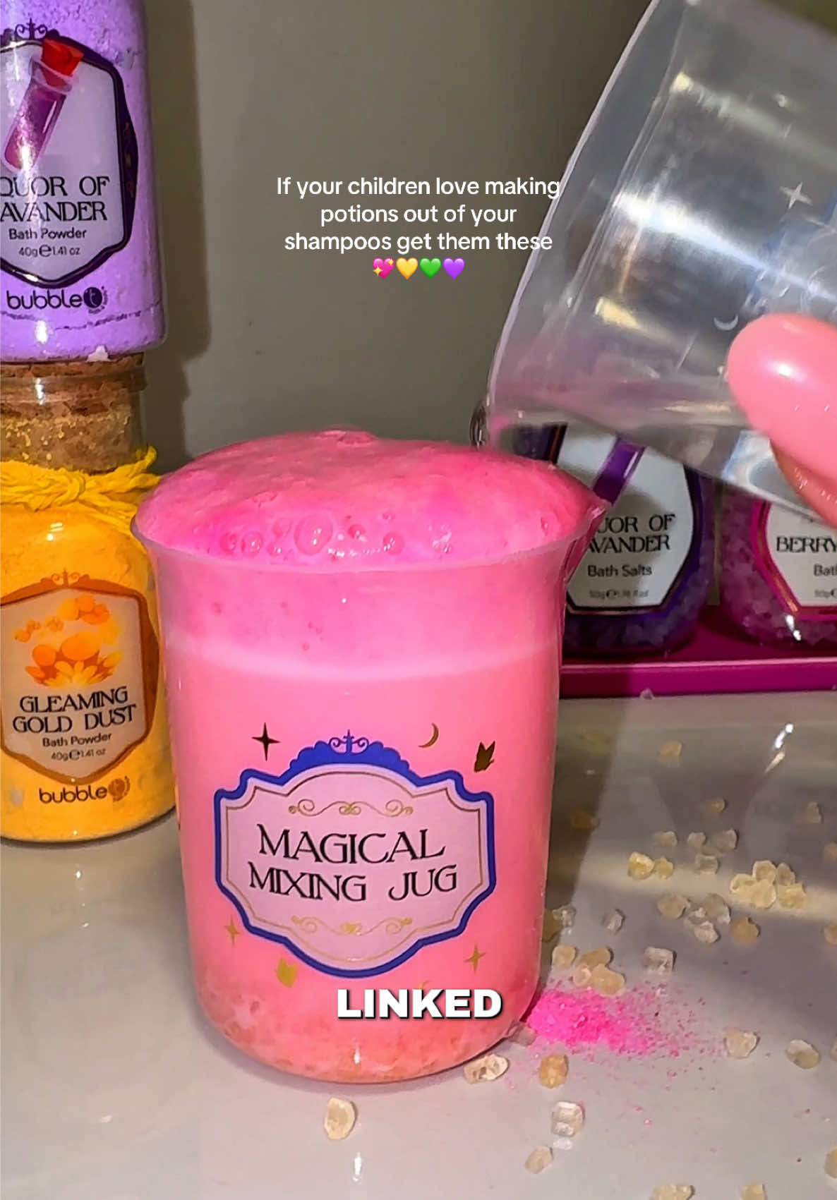TikTok post by @marina_finds for Bubble T Cosmetics. Caption reads: [...] is a great gift for any kid 💖 @Bubble T....