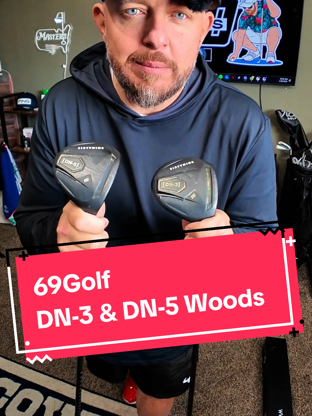 TikTok post by @ceo_jg3 for 69 Golf. Caption reads: @69 Golf Fairway Woods. 3 wood and 5 wood. These....