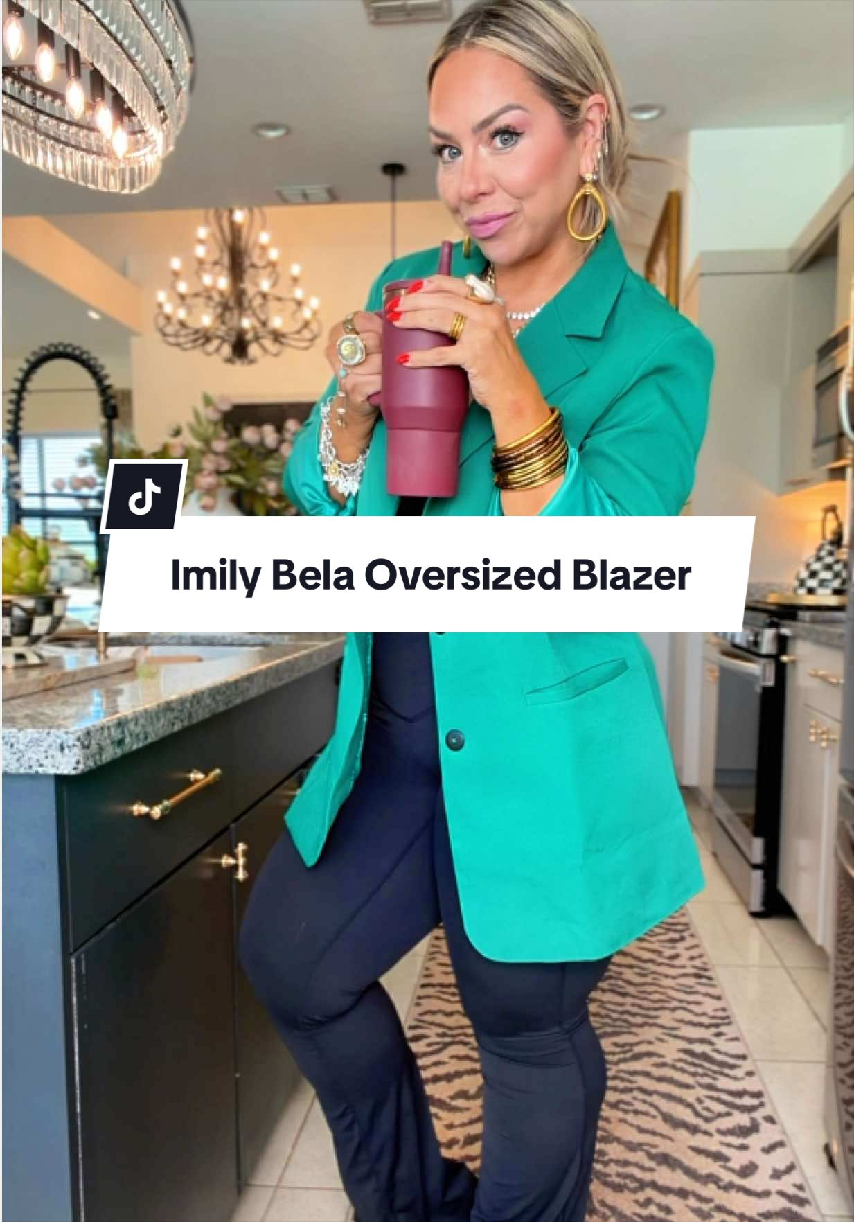 TikTok post by @lindaannettem for Fisace Shop. Caption reads: The oversized blazer look is👌🏼 so chic but so....