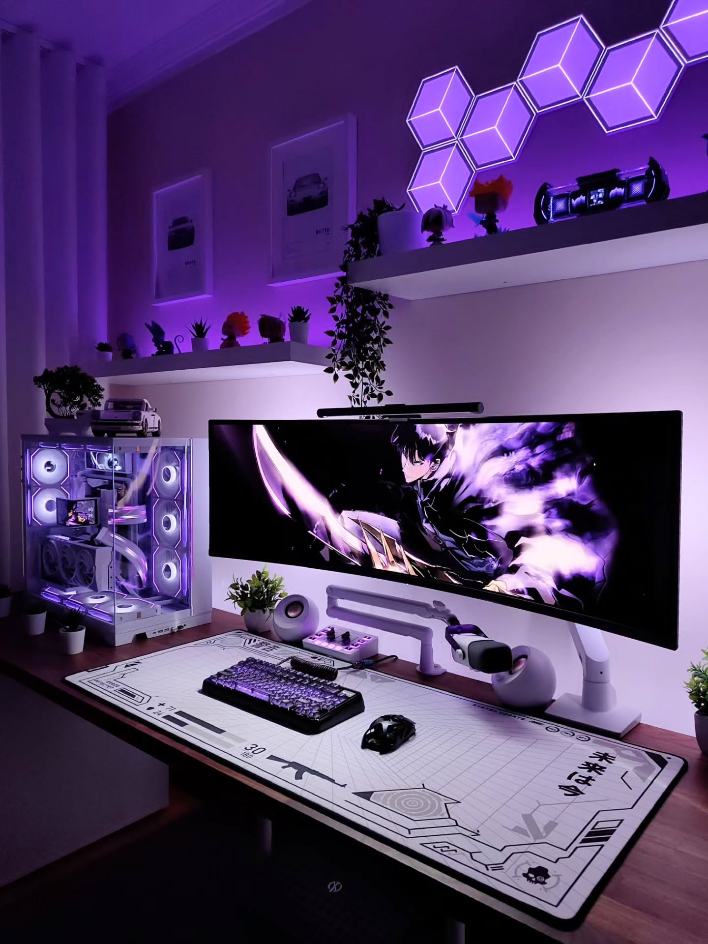 Instagram post by @sal.setup for Govee. Caption reads: 💜🖤🤍....