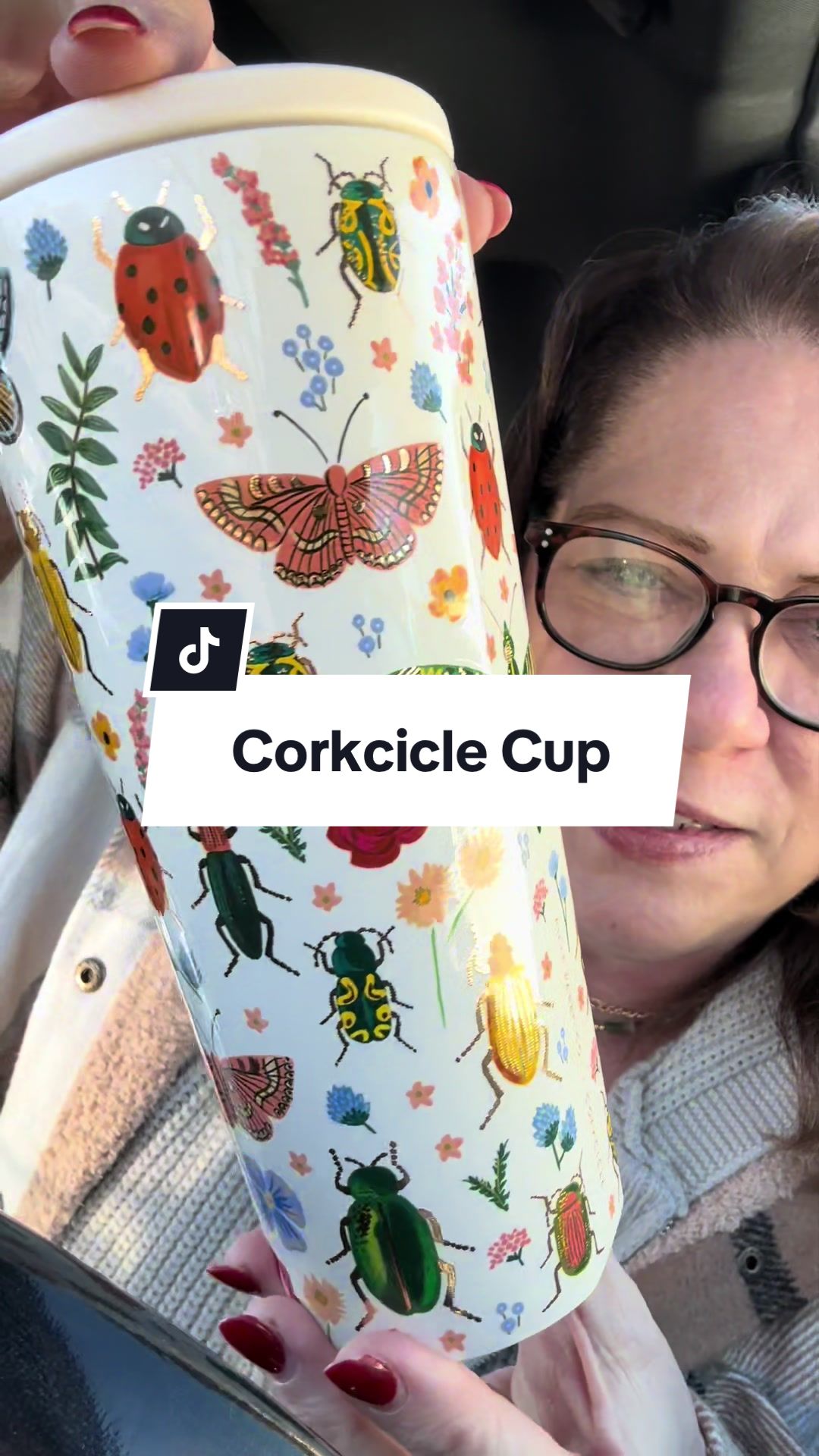 TikTok post by @kellys.corner.99 for Corkcicle. Caption reads: [...] pretty - and keeps your drink cold ....