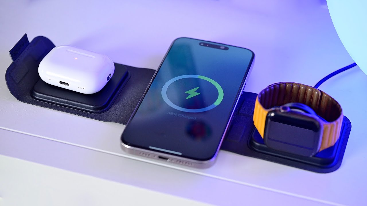 YouTube post by @AppleInsider for Aukey. Caption reads: 10 Best Portable MagSafe & Qi2 Chargers for....