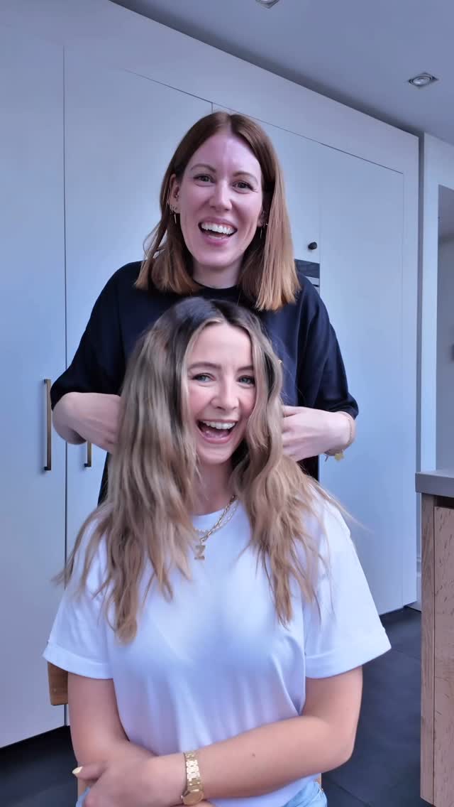 Instagram post by @samantha.cusick for OLAPLEX. Caption reads: Hair transformation time for my gorgeous friend....