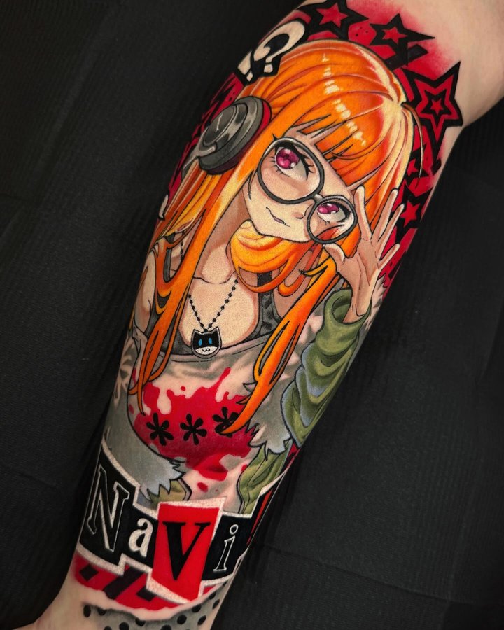 Instagram post by @ccccdddd_ for EZ Tattoo Supply. Caption reads: Futaba Sakura佐倉双葉in Persona 5 finished in....