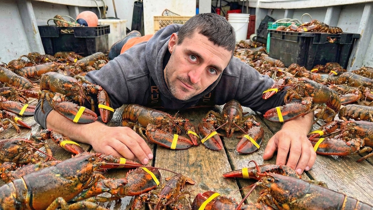 YouTube post by @jacobknowles5421 for Huckberry. Caption reads: The HARSH reality of lobster fishing.