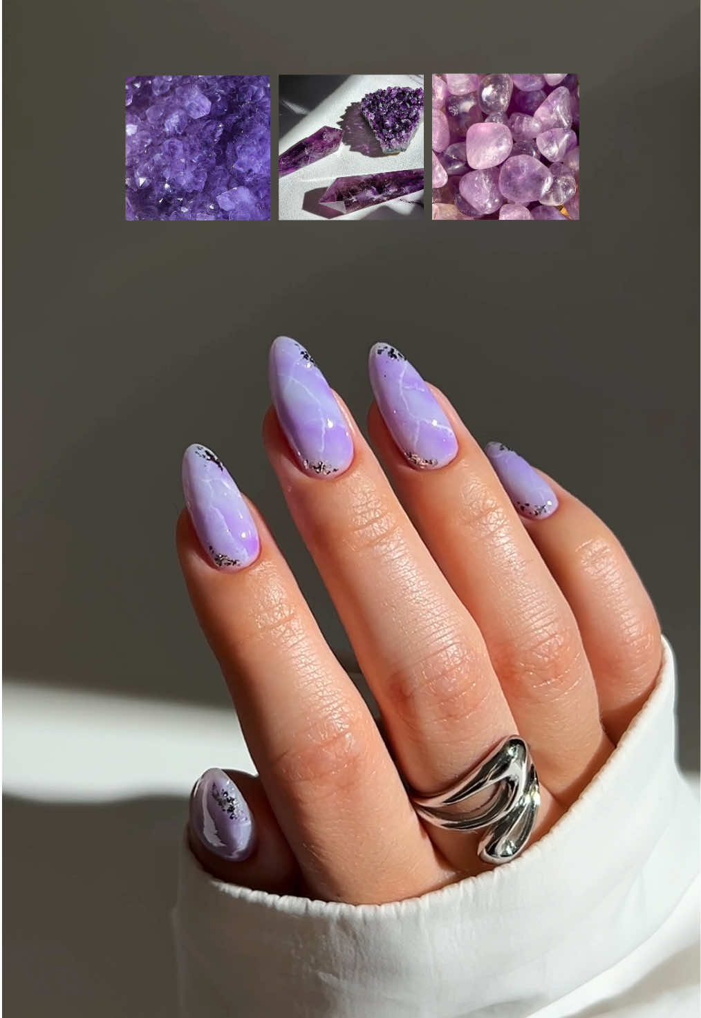 TikTok post by @nailsbypaular for MelodySusie. Caption reads: [...] of the amethyst crystal! <3 — using:....