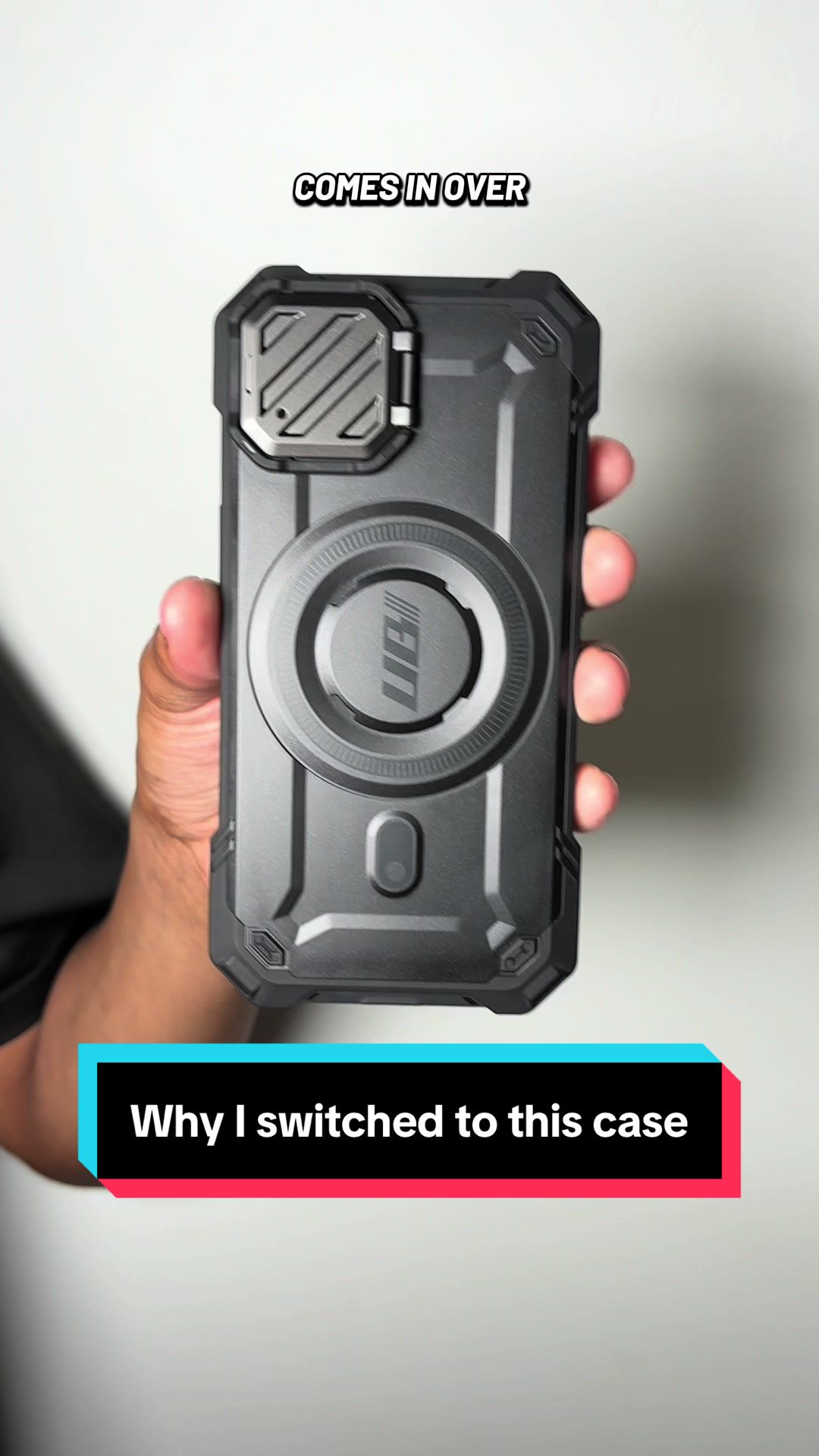 TikTok post by @the.quiet.hustler5 for Supcase. Caption reads: [...] camera cover. Over 14 colors available.....