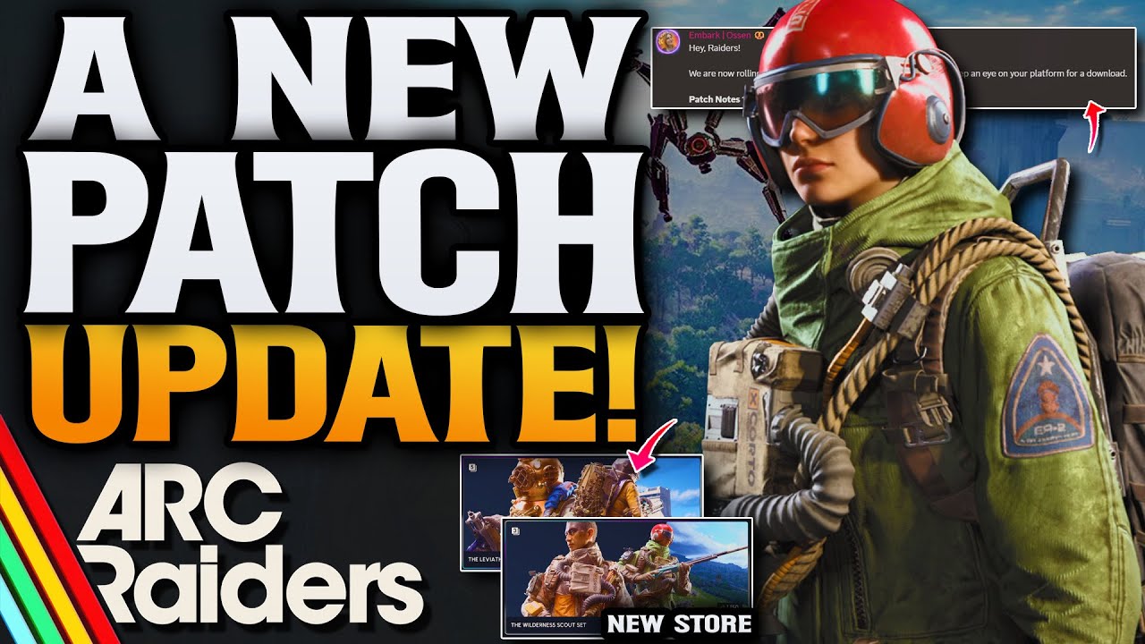 YouTube post by @cloudplays for Instant Gaming. Caption reads: ARC Raiders New Patch Update! New Cosmetics &....