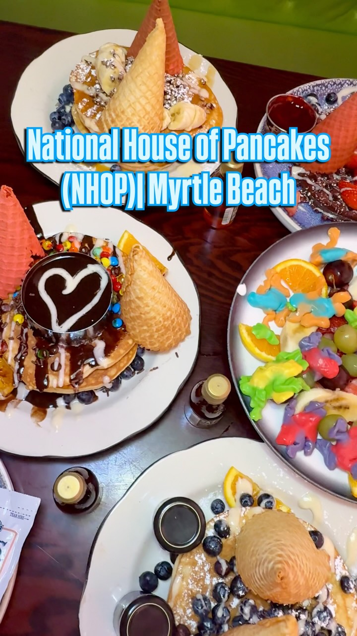 Instagram post by @servinglooksatl for Food Network. Caption reads: National House of Pancakes in Myrtle Beach serves....