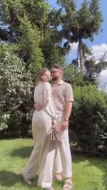 Instagram post by @medmumos for Trendhim. Caption reads: kilka kadrów z fokusem na stylizację moja i męża....