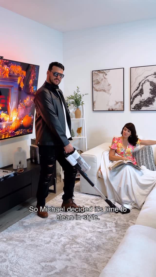 Instagram post by @wearejustthe3ofus for Levoit. Caption reads: This Halloween Michael decided to clean in....