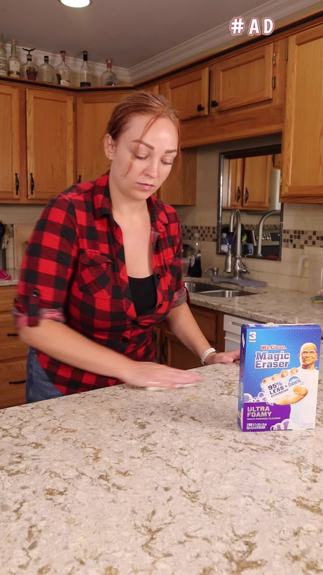 TikTok post by @dollartreedinners for Dollar General. Caption reads: #adWith the new@mrclean Magic Eraser Ultra Foamy,....