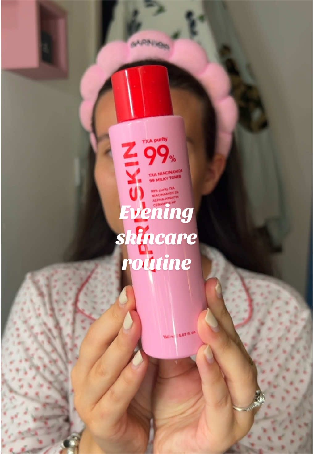 TikTok post by @chloxxoox for Kanzen Skincare. Caption reads: [...] skincare routine 🫧 @medicube UK @Kanzen....