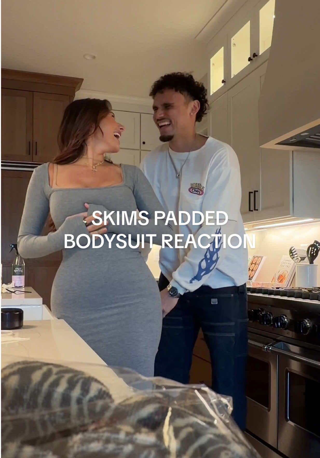 TikTok post by @tiannarobillard for Skims. Caption reads: LMAOOOO @Adrien Nunez @SKIMS.